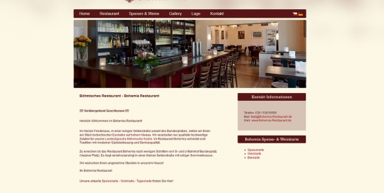 Website eines böhmischen Restaurants aus Berlin